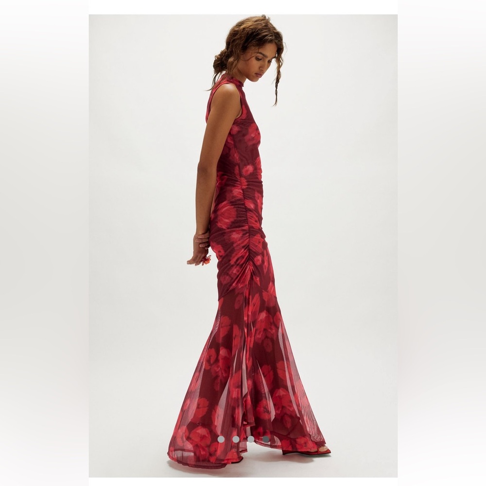 Elegant Red Floral Dress